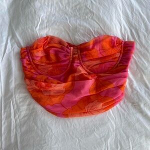Zara Pink and Orange Floral Mesh Corset Top